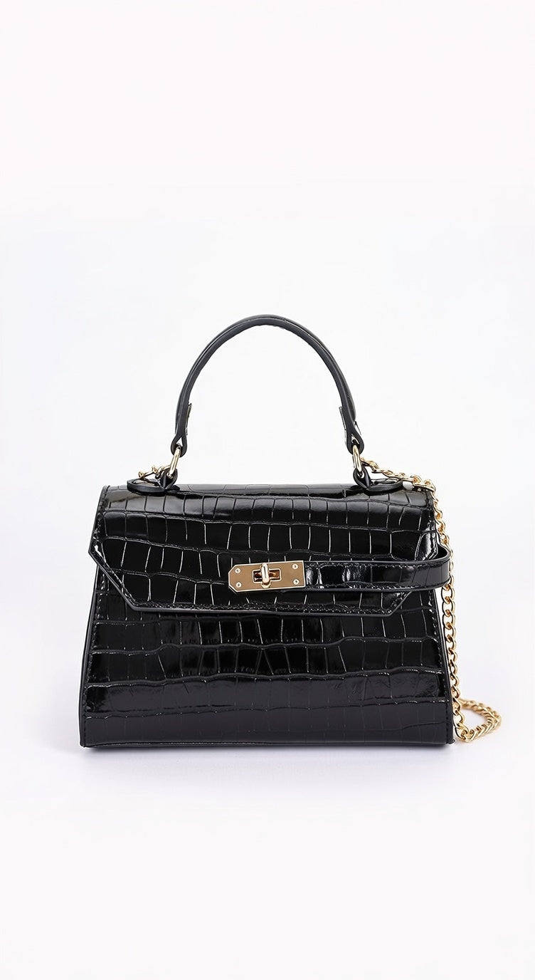 Charlotte | Sac Effet Croco à Anse et Bandoulière