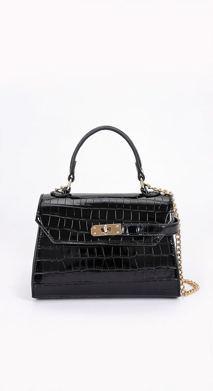 Charlotte | Sac Effet Croco à Anse et Bandoulière