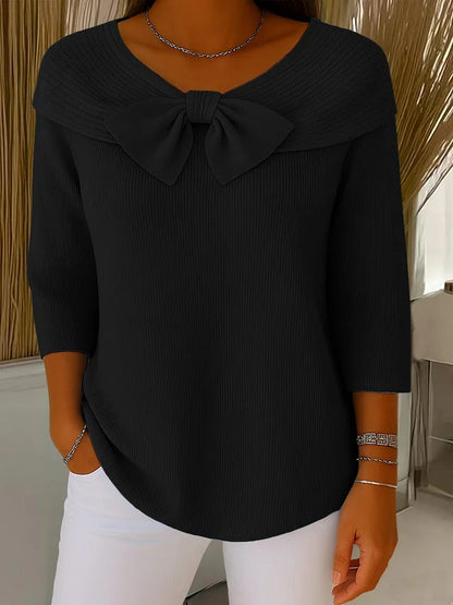 Lucienne | Pull Côtelé à Nœud