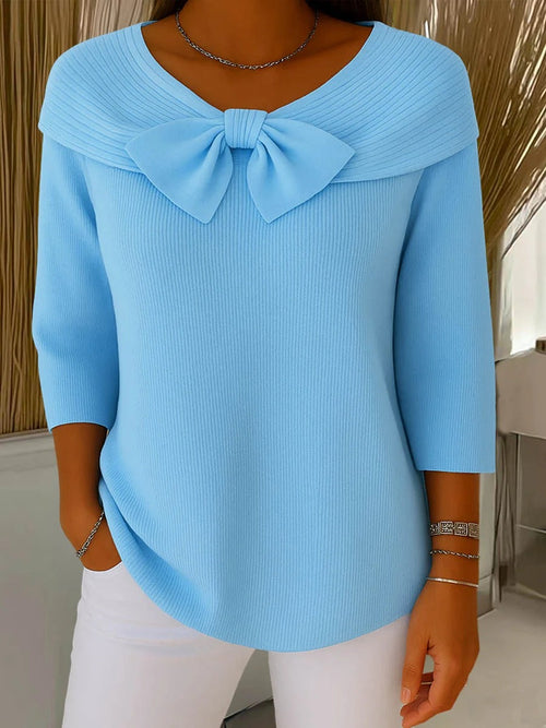 Lucienne | Pull Côtelé à Nœud
