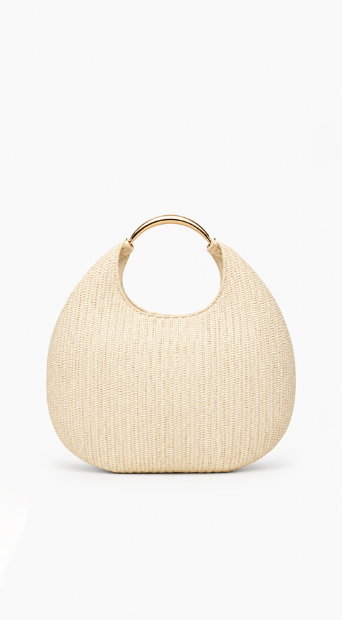 Manon | Sac Hobo Effet Paille à Anse Métallique