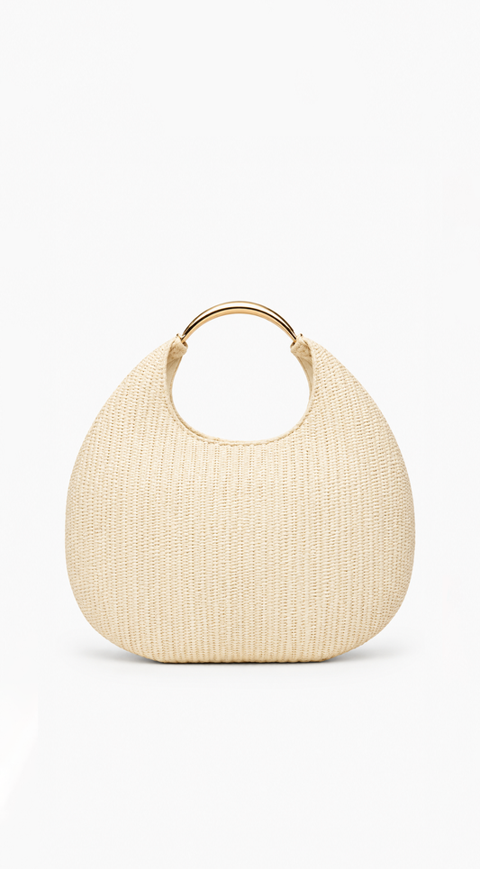 Manon | Sac Hobo Effet Paille à Anse Métallique