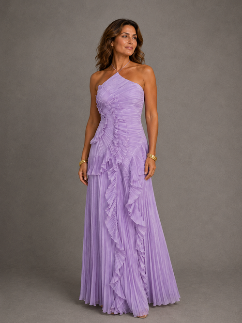 Isabelle | Robe Plissée Asymétrique Côte d'Azur