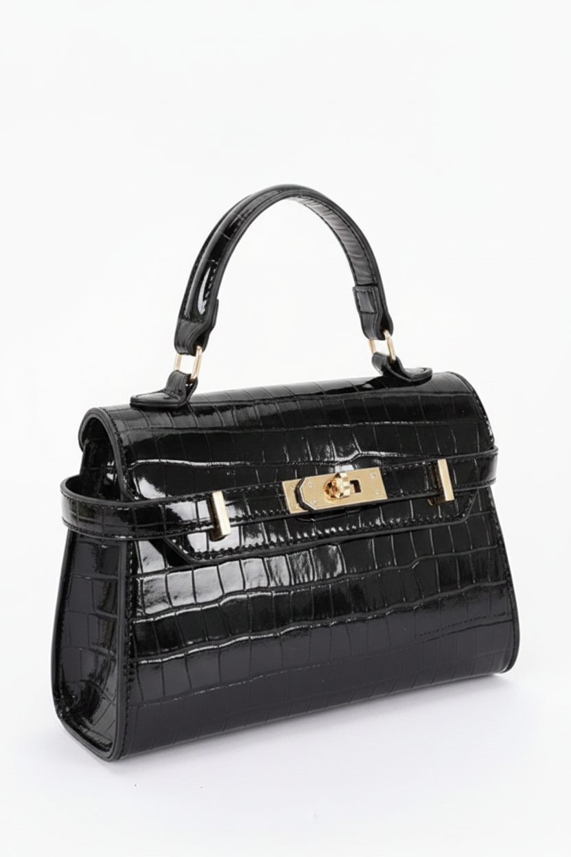 Charlotte | Sac Effet Croco à Anse et Bandoulière