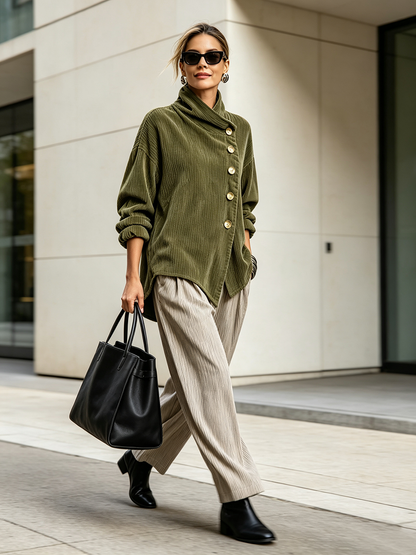 Apolline | Veste Asymétrique à Col Montant