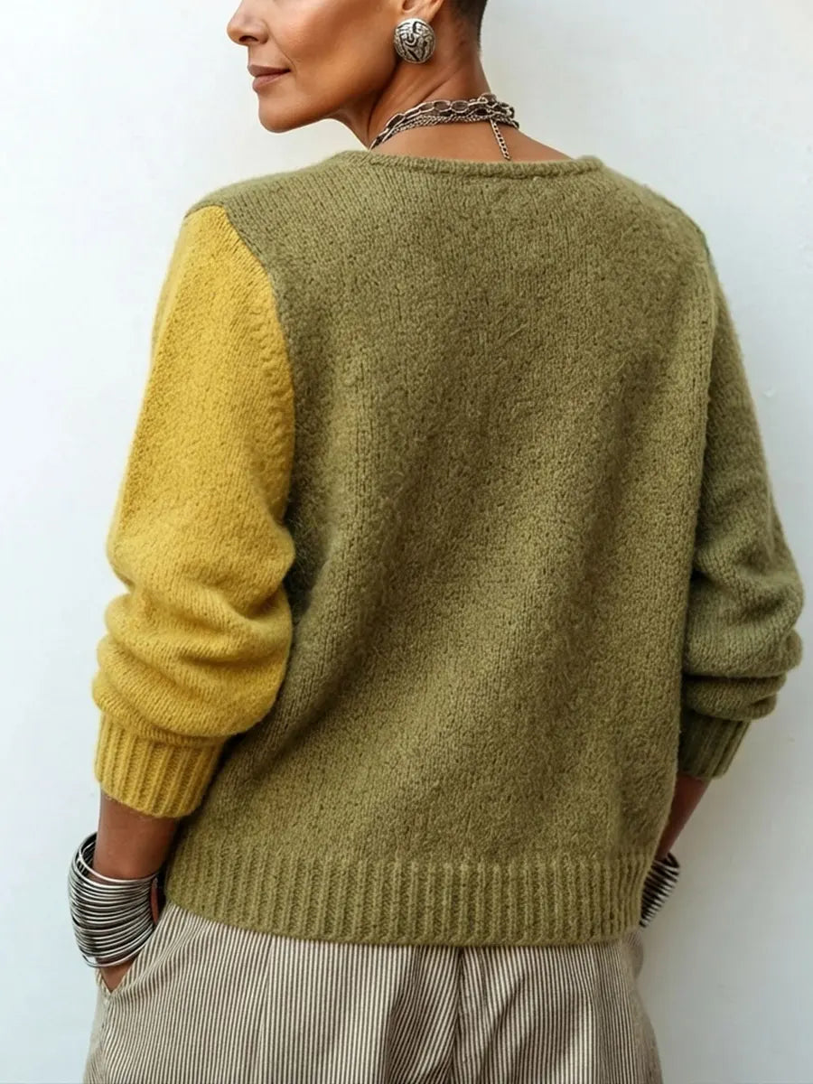 Émeline | Pull Asymétrique à Blocs de Couleurs