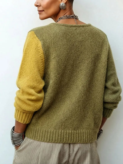 Émeline | Pull Asymétrique à Blocs de Couleurs