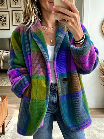 Honorine | Manteau à Carreaux Multicolores