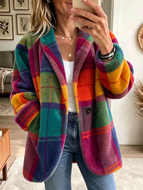 Honorine | Manteau à Carreaux Multicolores