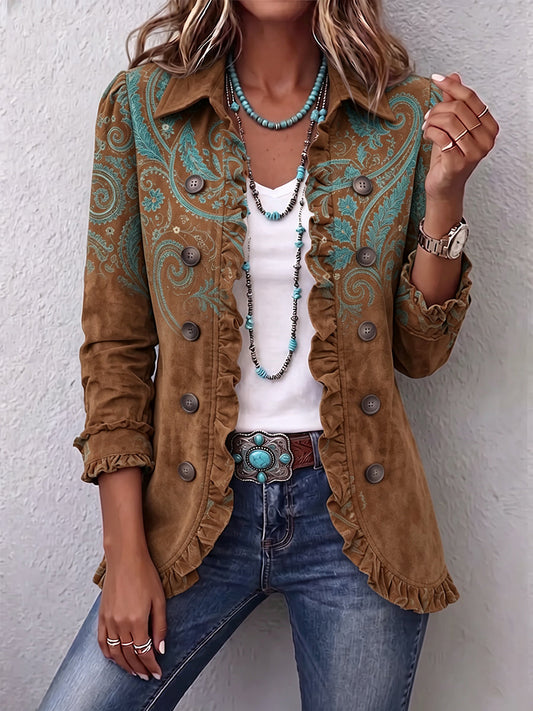 Armelle | Veste Motif Cachemire Caramel