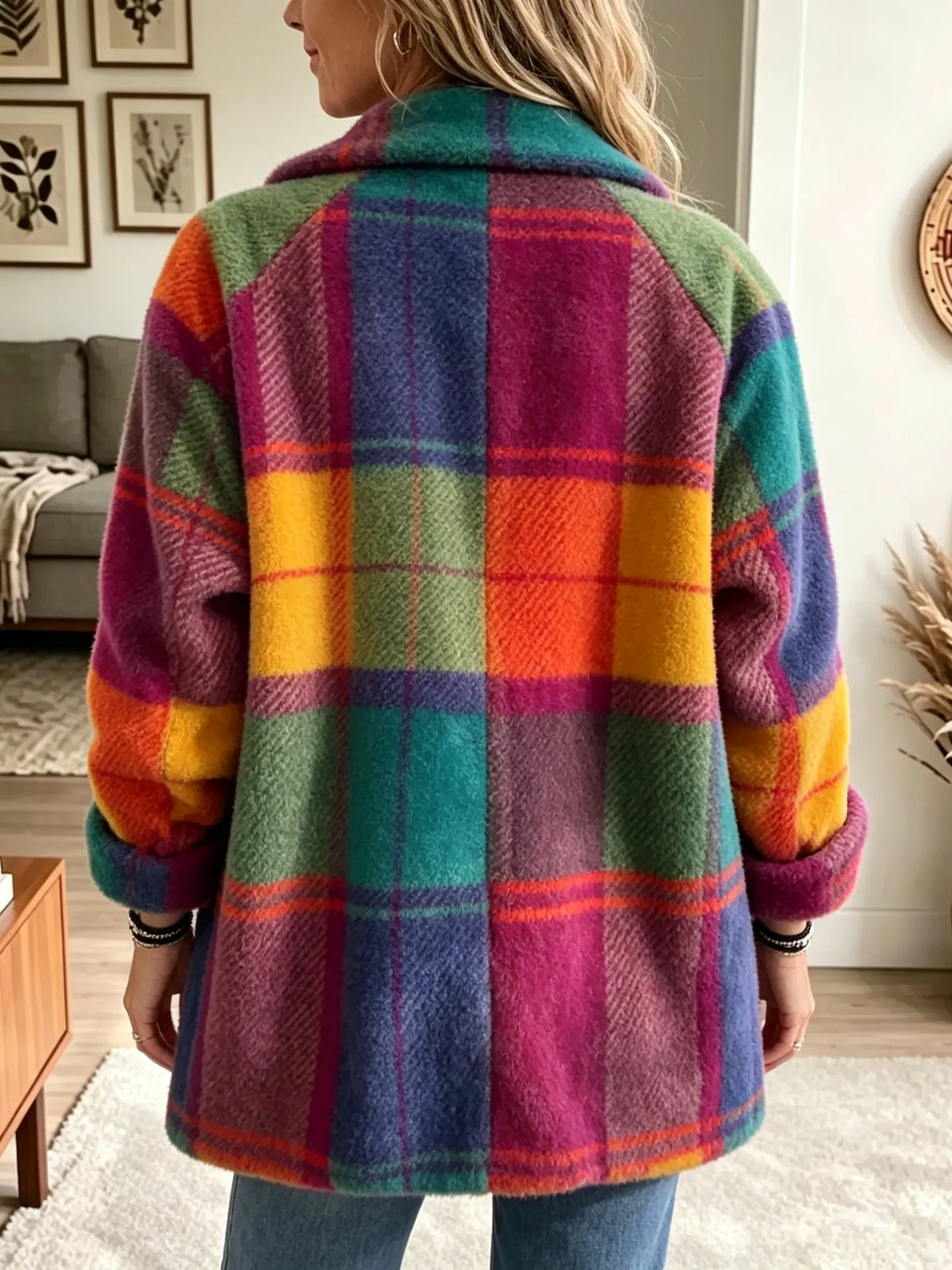 Honorine | Manteau à Carreaux Multicolores