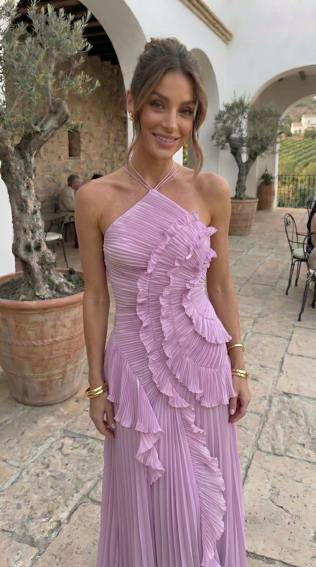 Isabelle | Robe Plissée Asymétrique Côte d'Azur